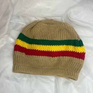Knit Beanie with Rasta Vibrant Stripes